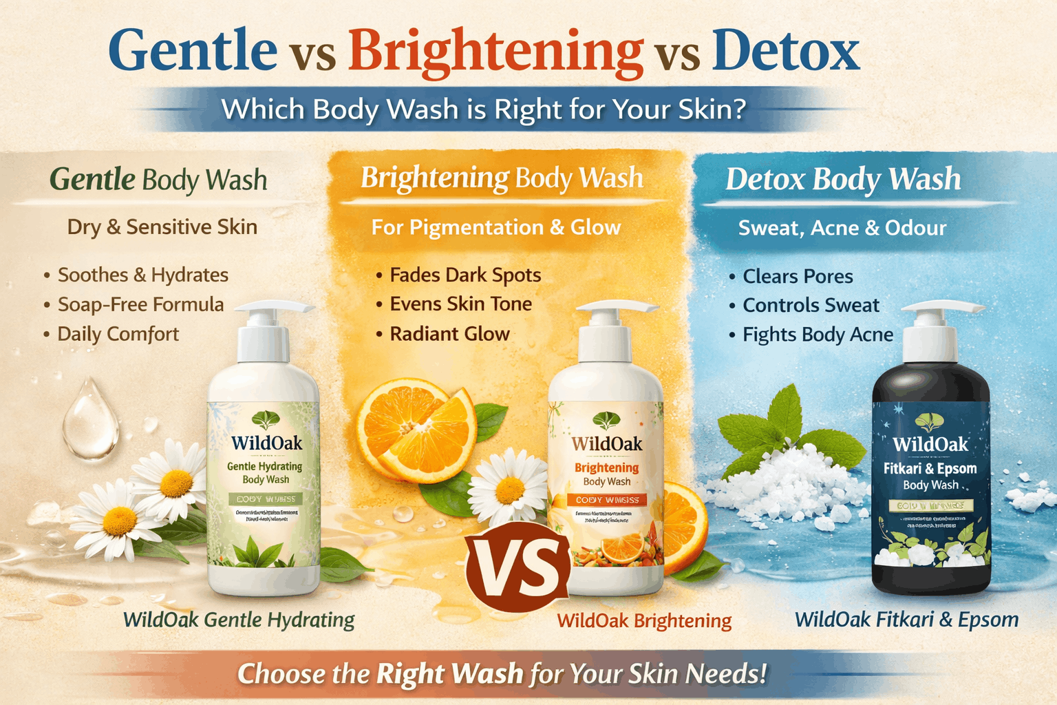 Gentle vs Brightening vs Detox Body Washes — Which One Should You Use?